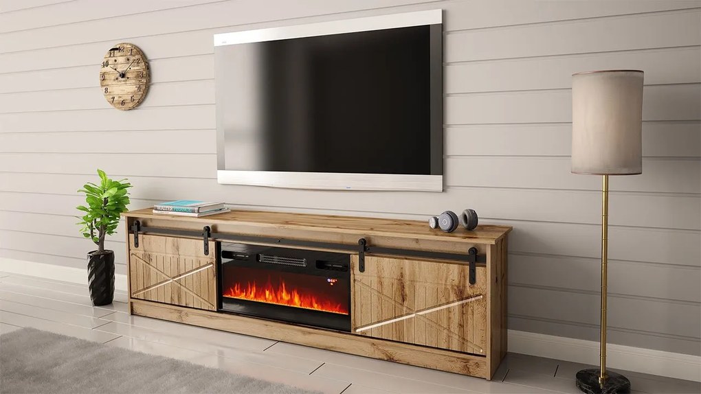 Masă TV cu șemineu electric Selwyn  (wotan). Promo -17%. 1122965