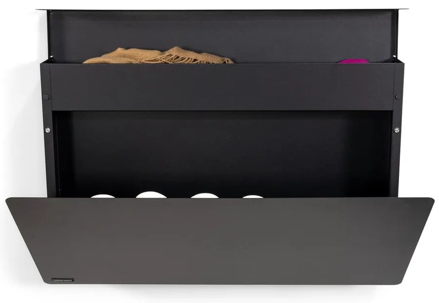 Pantofar negru cu deschidere înclinată/suspendat din metal 78x48x13 cm Luigi – Spinder Design