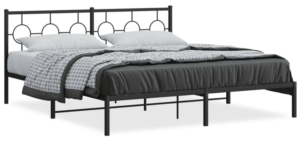 376231 vidaXL Cadru de pat metalic cu tăblie, negru, 183x213 cm