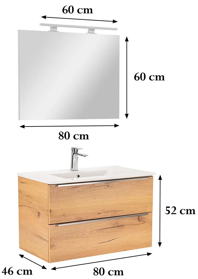 Mobilier complet de baie Vario Trim 80 stejar-stejar