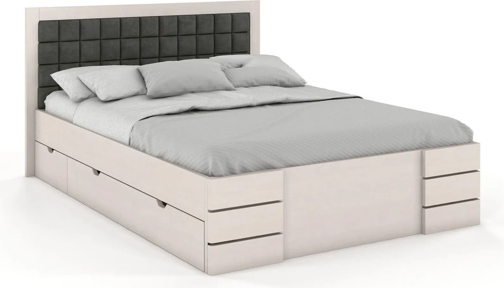 Pat lemn masiv Tapițat TerraCraft cu sertar Personalizabil Model 1 - 120x200, Da