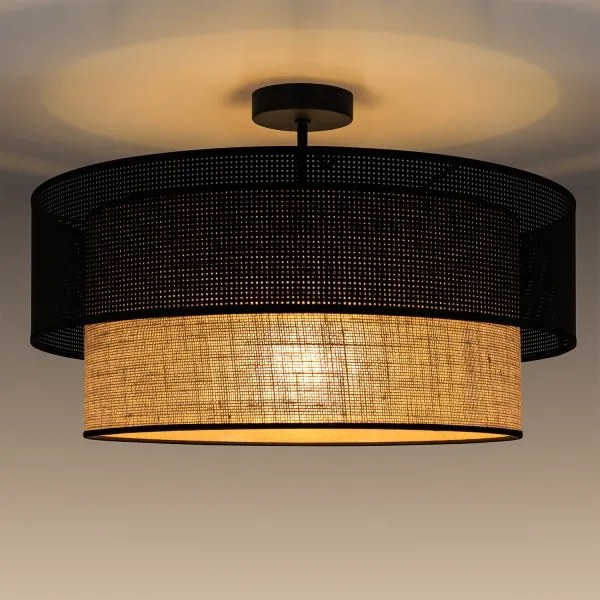 Plafonieră BORHO 1xE27/60W/230V negru/jută