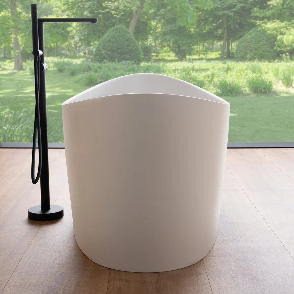 Cada baie freestanding ovala, compozit, 160 x 71 cm, Foglia Wave
