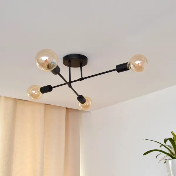 LED Lustră aplicată CAMBRIDGE 4xE27/8W/230V neagră