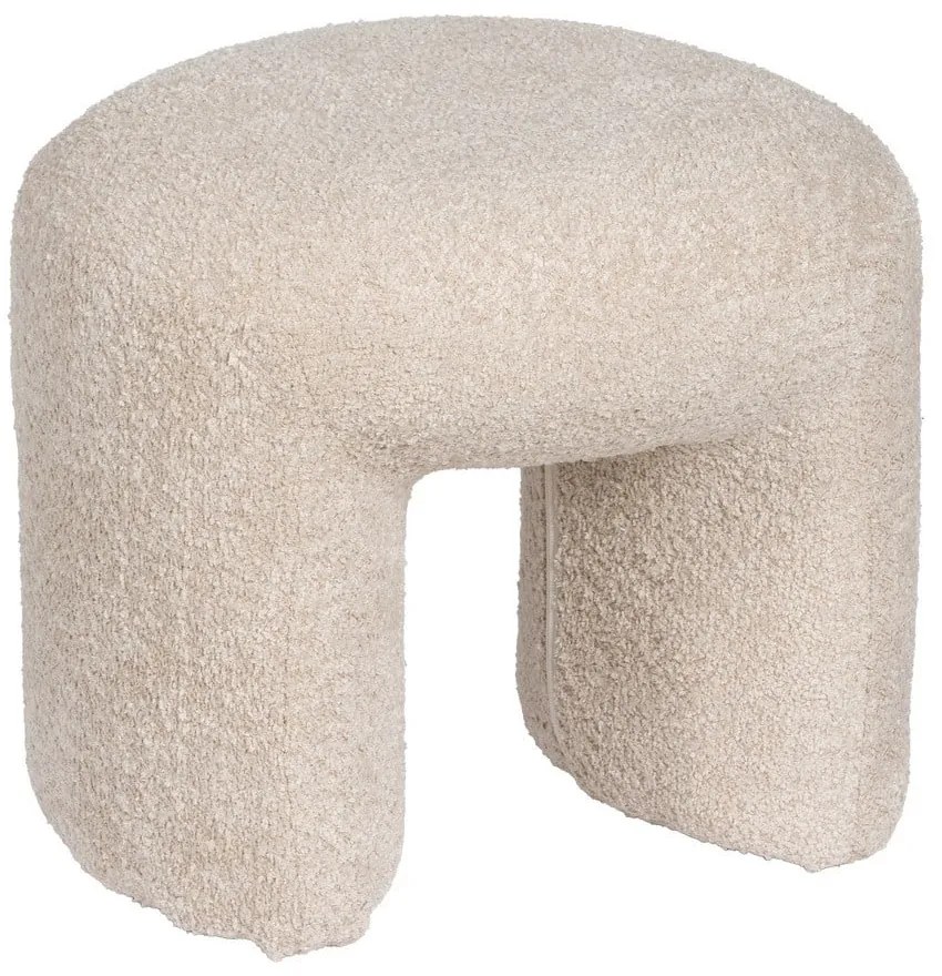 Taburet bej cu tapițerie din țesătură bouclé Suave – Ixia