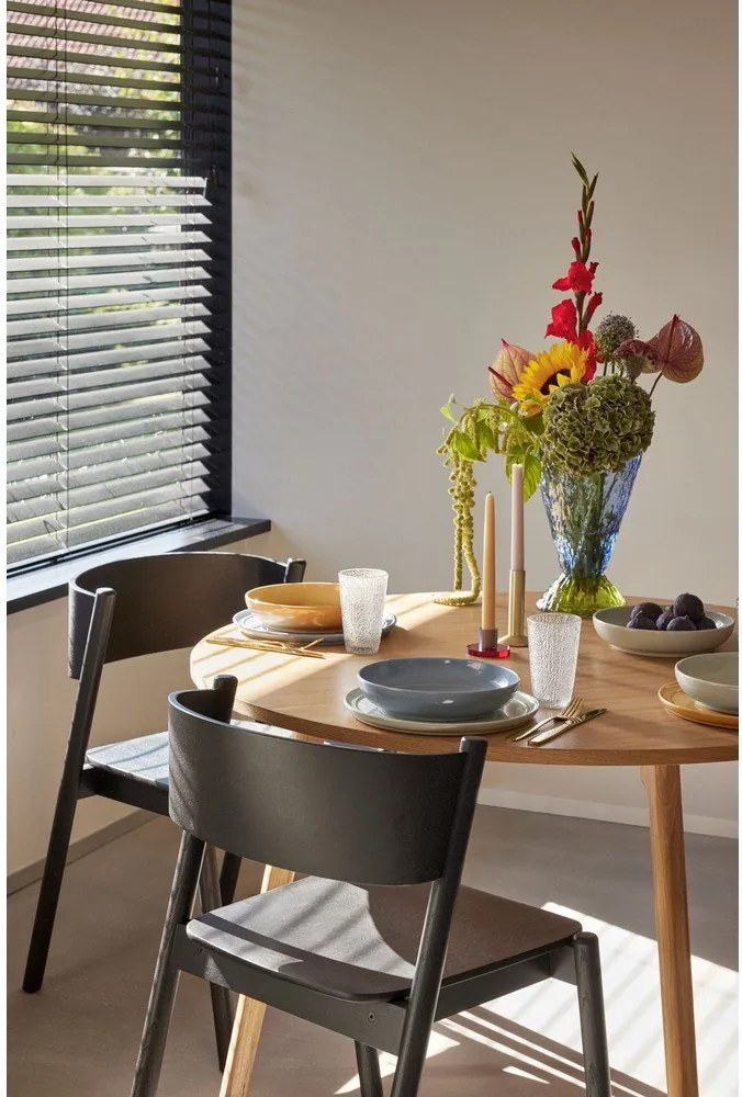 Masă de dining în culoare naturală rotundă cu aspect de lemn de stejar ø 115 cm Ground – Hübsch