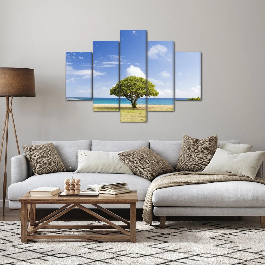 Tablou plaja cu copac (150x105 cm)