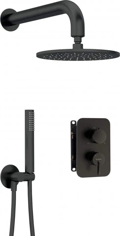 SILIA Set de Duș cu Montare Îngropată și BOX pentru Baterie -finisaj negru BXYYNQSM
