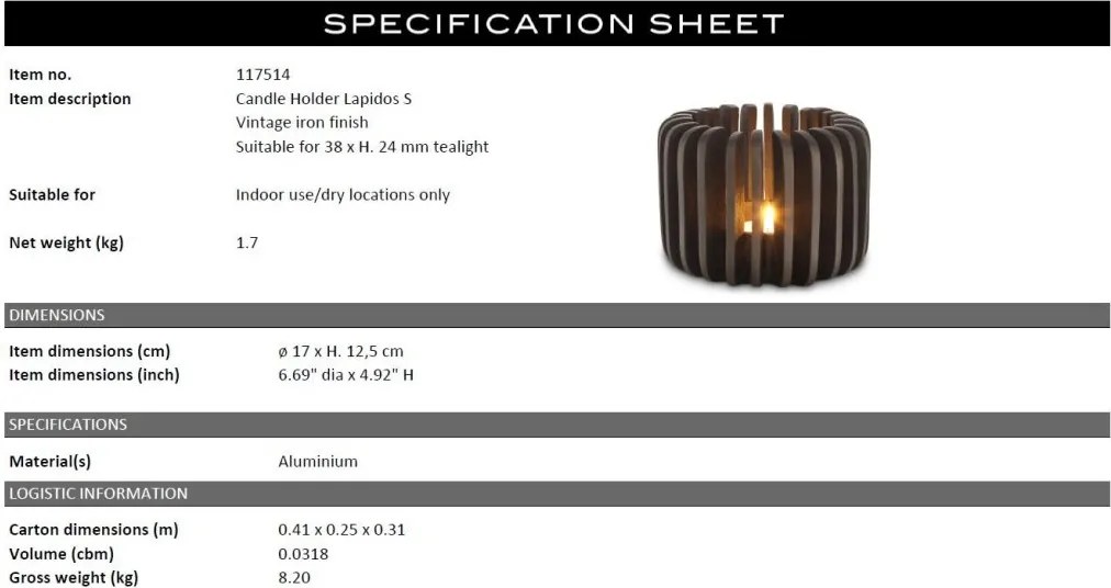 Suport pentru lumanare design LUX Lapidos S