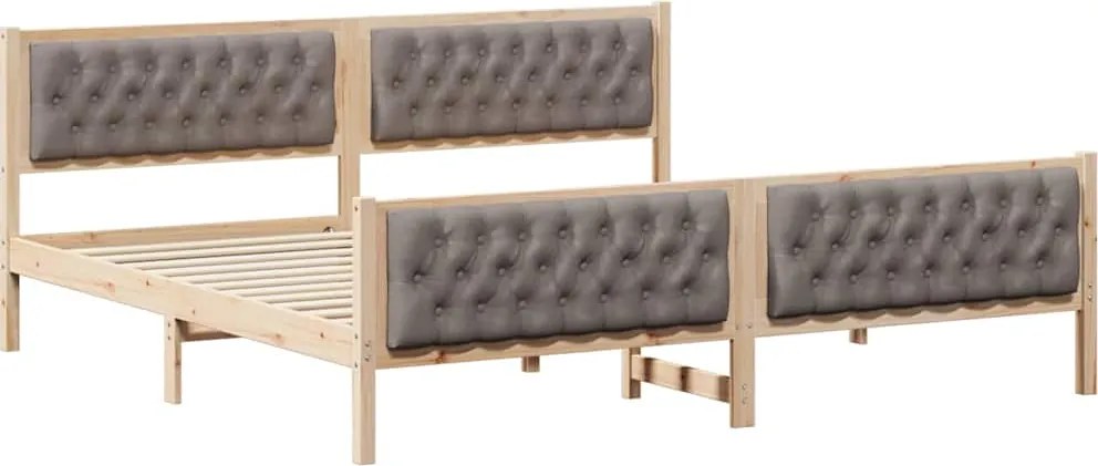 vidaXL Cadru de pat Gri taupe 200 x 200 cm Lemn de pin masiv