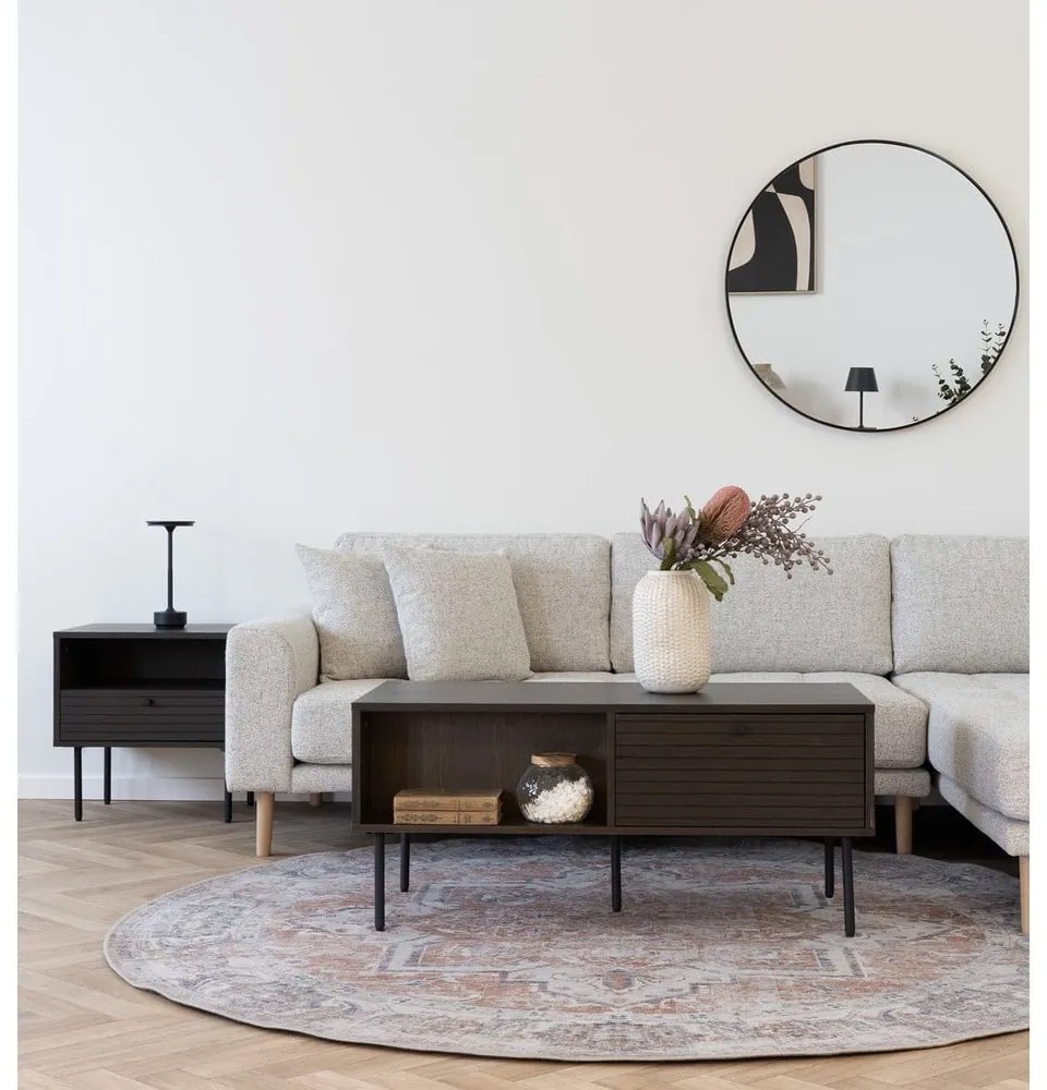 Măsuță de cafea maro închis cu aspect de lemn de stejar 50x100 cm Kyoto – House Nordic