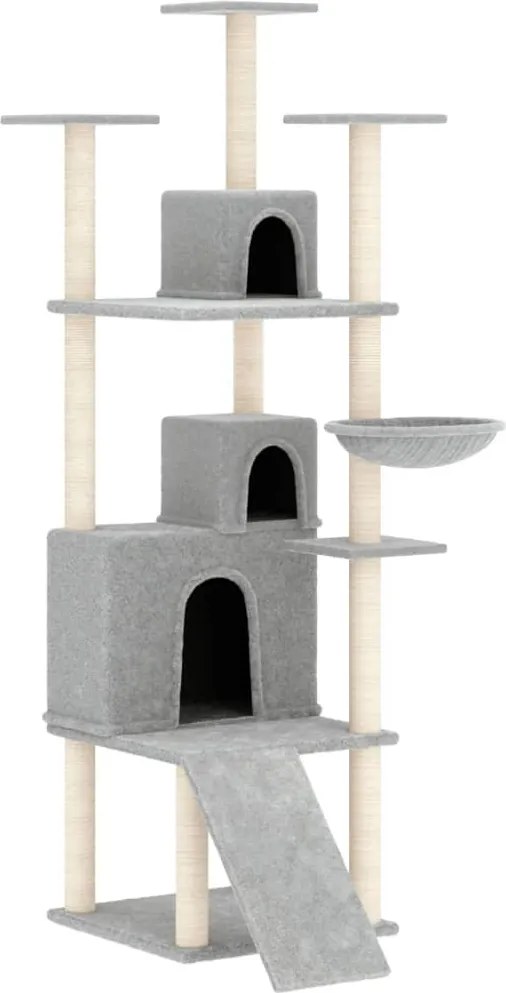 vidaXL Ansamblu pisici, stâlpi din funie sisal, gri deschis, 175 cm