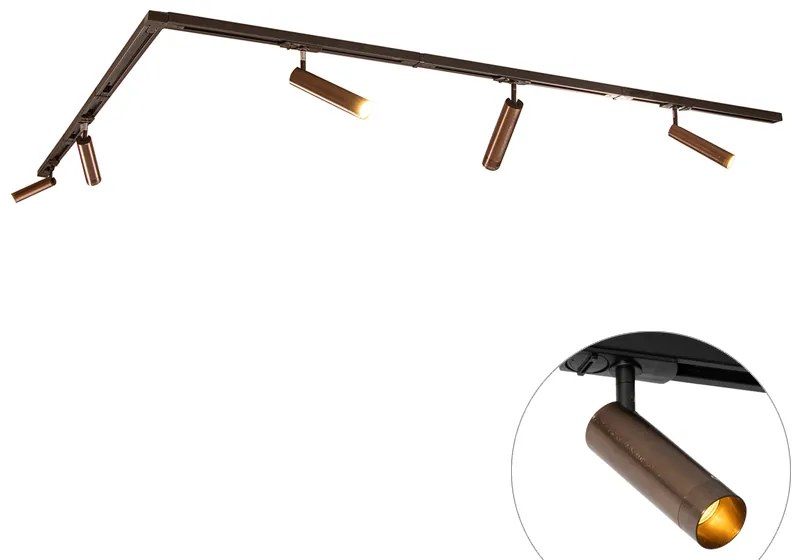 Sistem modern de iluminat pe șine cu 5 spoturi bronz închis monofazat GU10 35 mm - Iconic Jeana Luxe