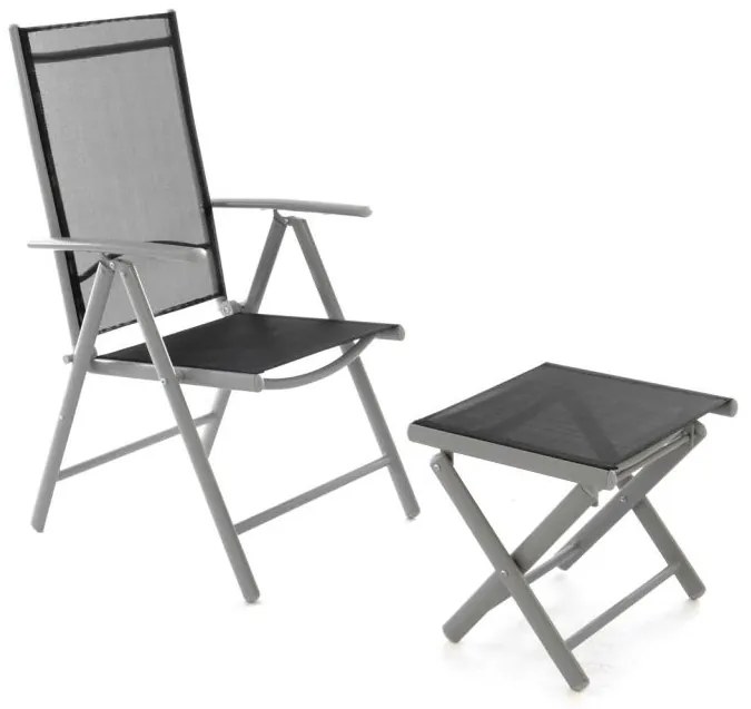 Scaun pliabil din aluminiu cu suport pentru picioare