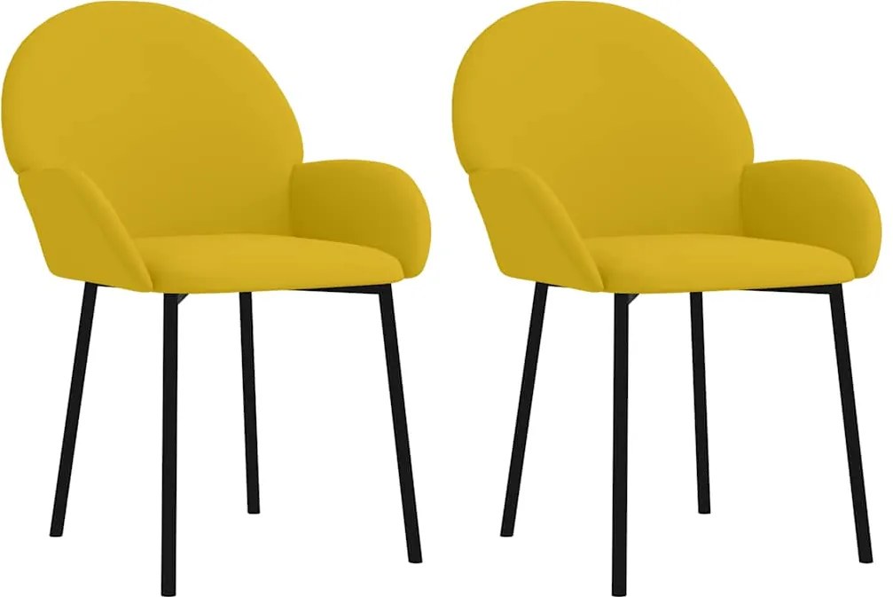 vidaXL Scaune de bucătărie, 2 buc., galben, catifea