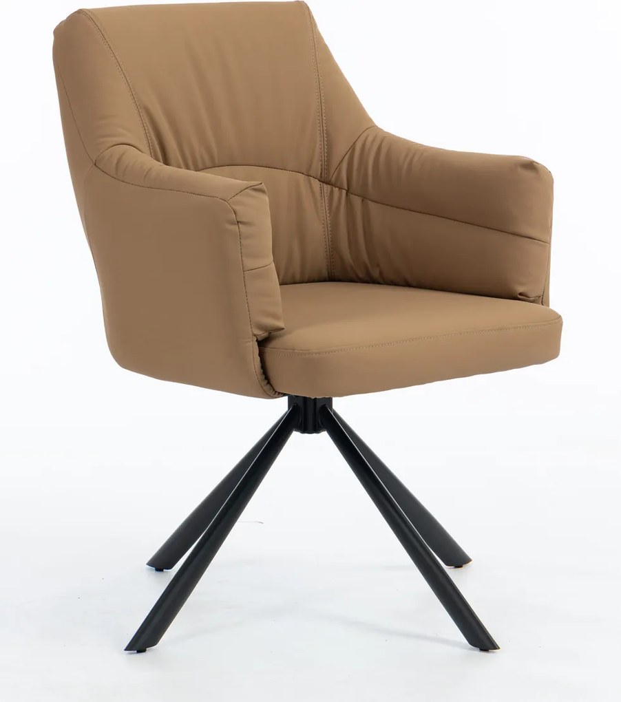 HR840 BAZĂ STEA Scaun Caramel Piele Ecologica Premium Soft cu Bază Neagră