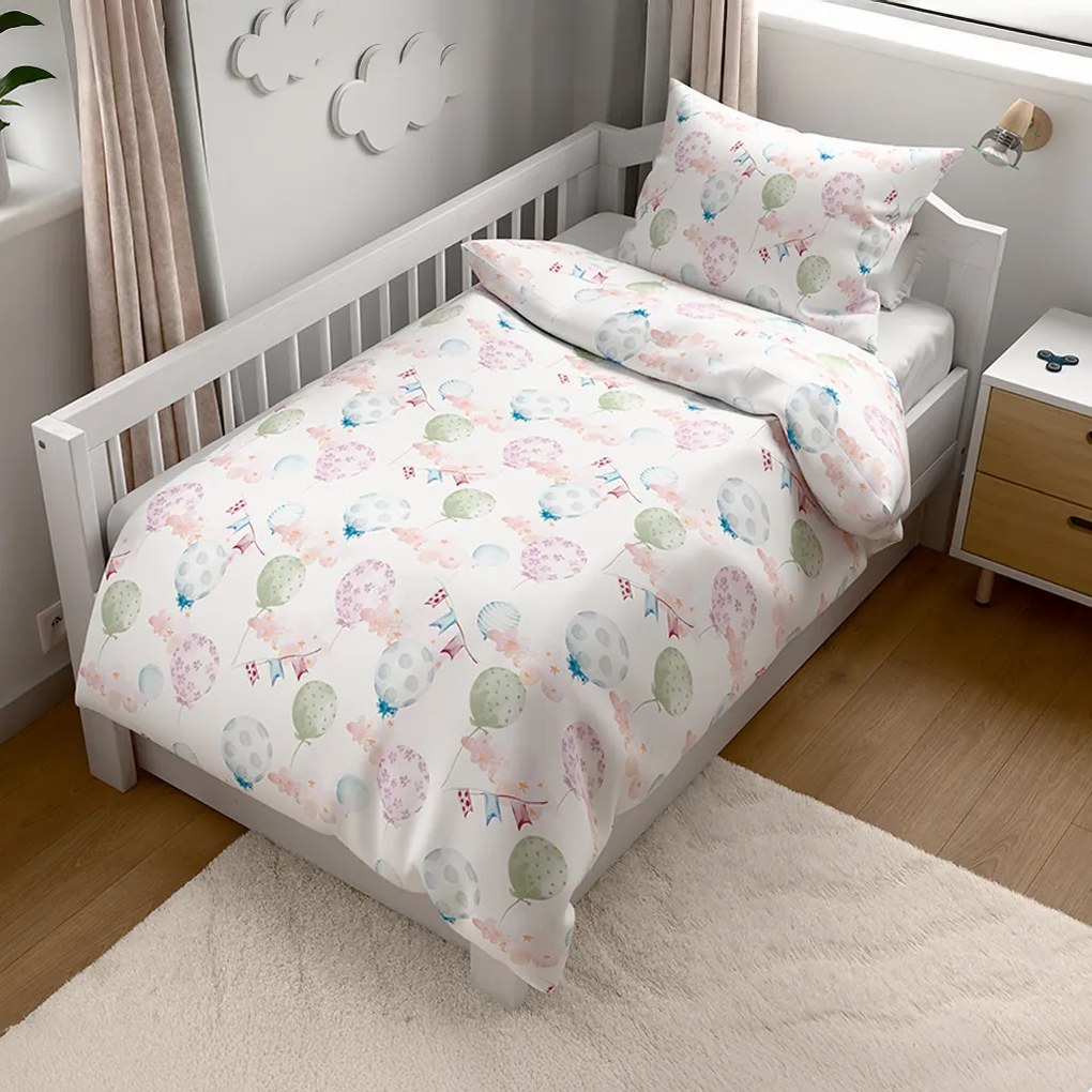 Lenjerie de pat din bumbac pentru patut BALUNEA albă Dimensiune lenjerie de pat: 45 x 65 cm | 90 x 135 cm