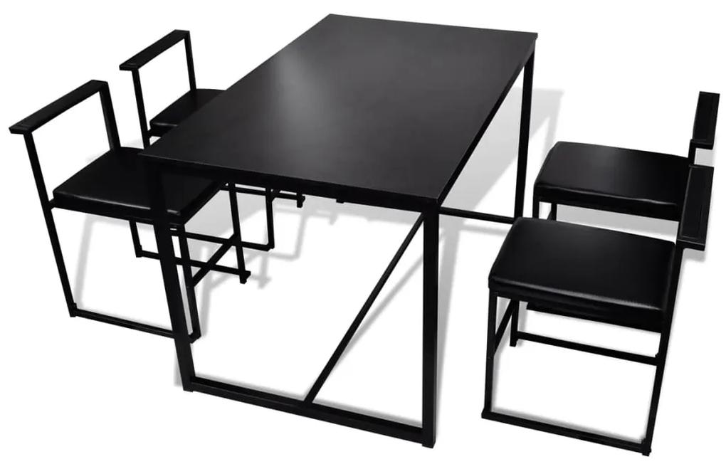 Set masa si scaune de bucatarie, negru, 5 piese Negru, 5