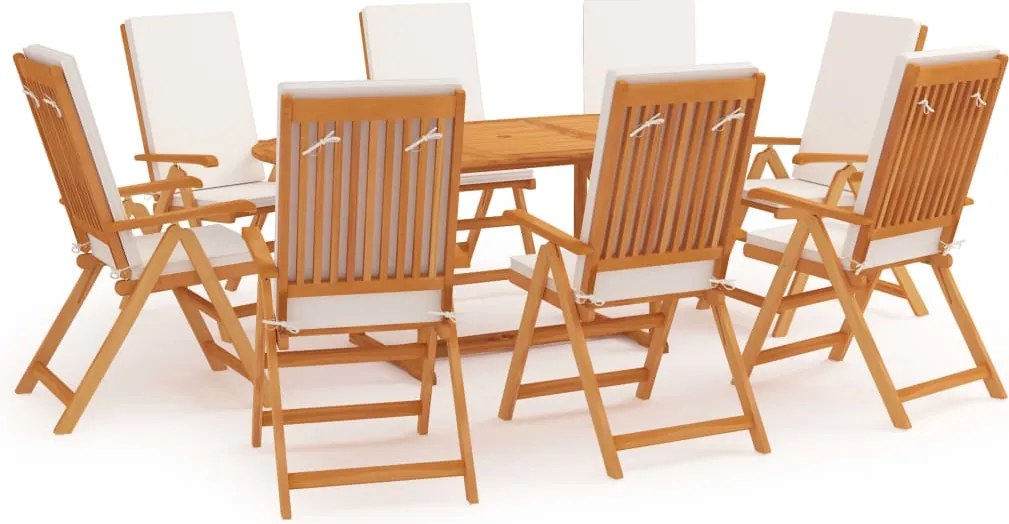 vidaXL Set mobilier de grădină cu perne, 9 piese, lemn masiv tec