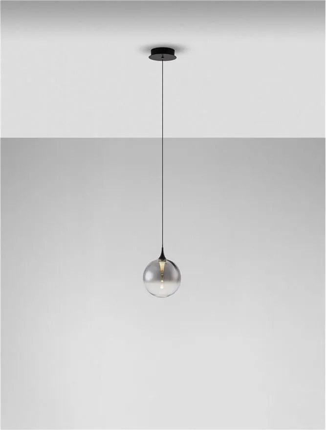 Pendul LED modern, Metal, Sticla, Fumuriu, ORENDA