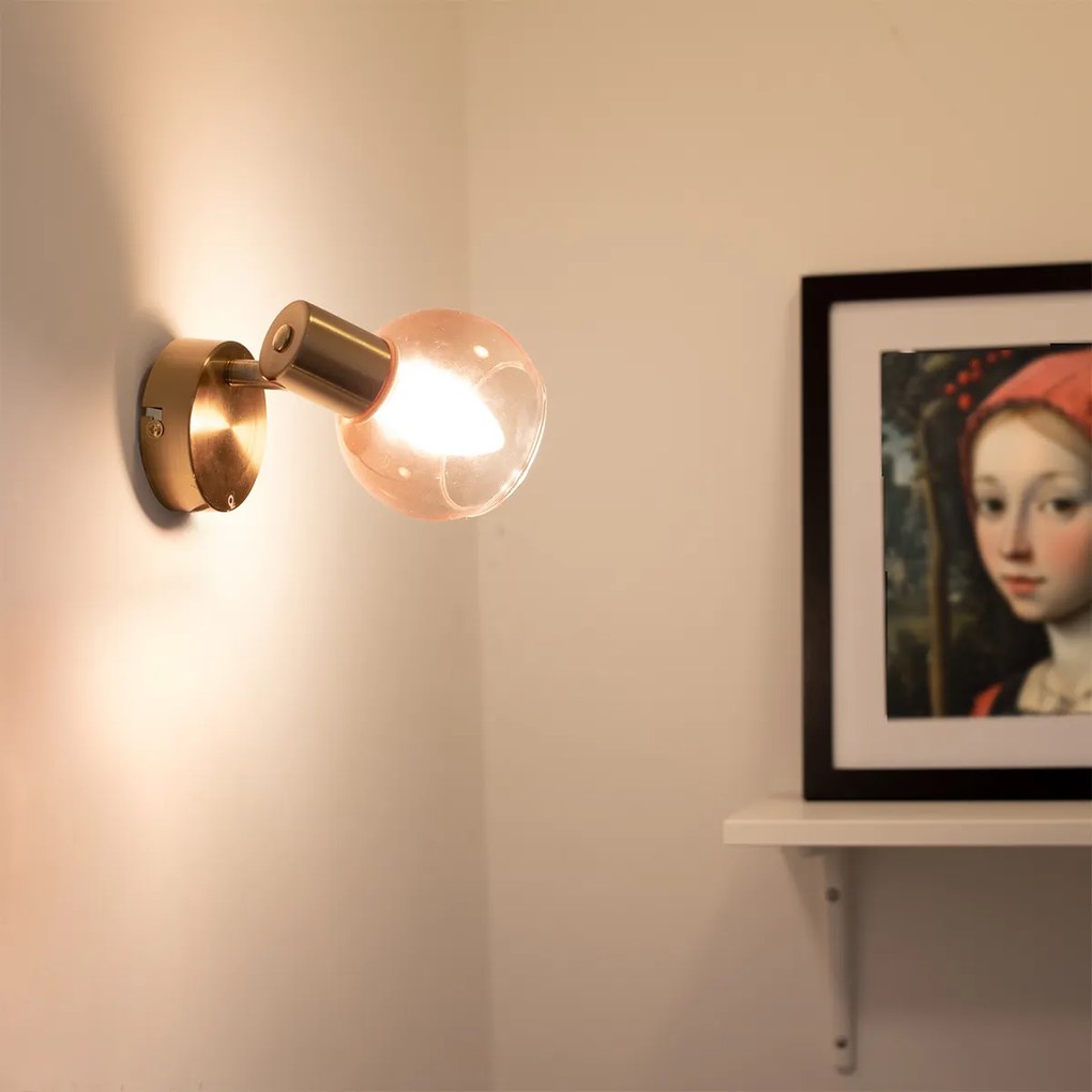 Spot inteligent auriu cu sticlă roz, incl. WiFi P45 - Vidro