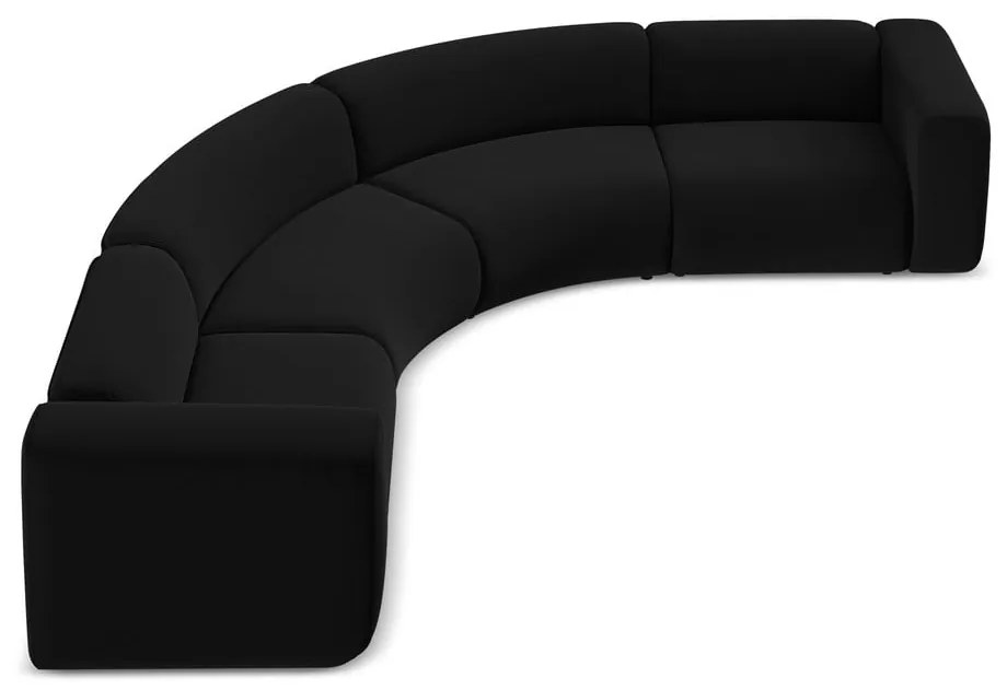 Colțar negru cu tapițerie din catifea Ekahi – Makamii