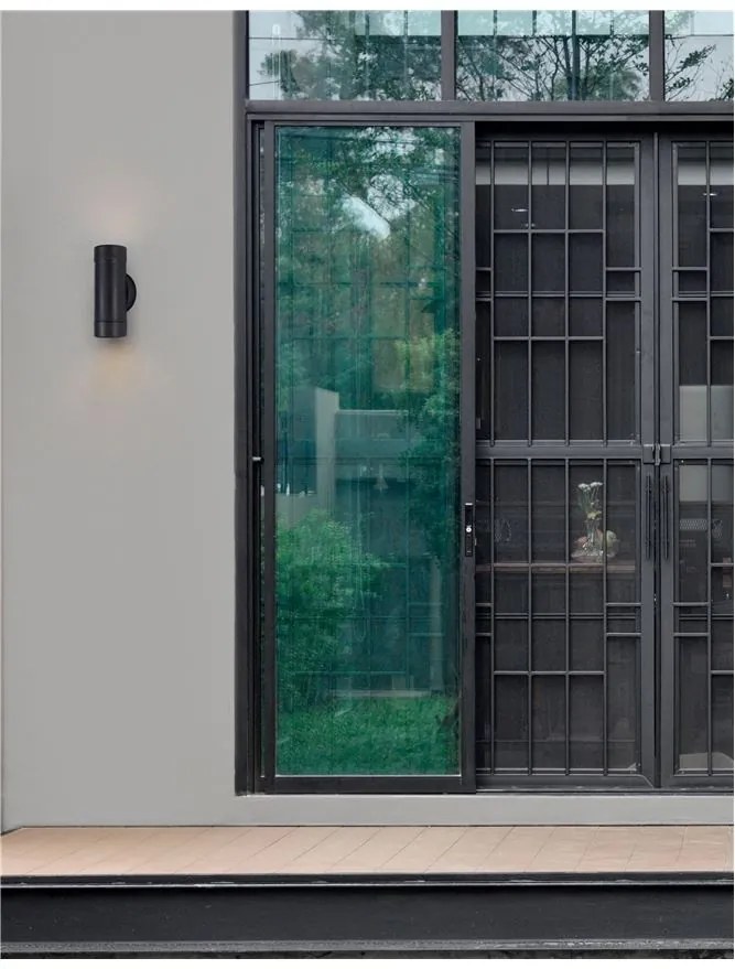 Aplica moderna de exterior cu iluminat ambiental up/down IP44 LIMBIO II neagra