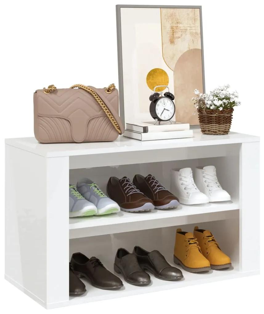 Suport pantofi, alb extralucios, 75x35x45 cm, lemn prelucrat 1, Alb foarte lucios