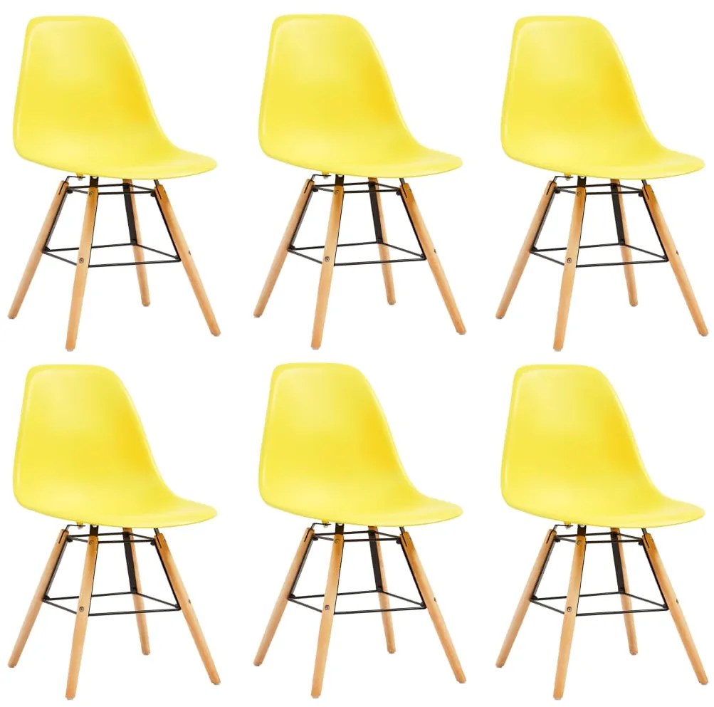 248270 vidaXL Scaune de bucătărie, 6 buc., galben, plastic