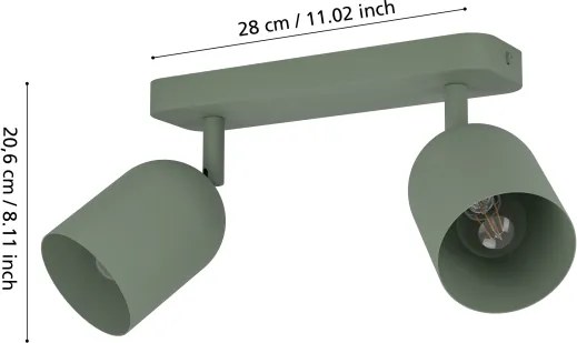 Eglo TILSTON 44133 - Spot 2xE14/40W/230V, verde