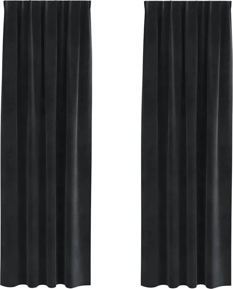 vidaXL Perdele opace 2 pcs Negru 140 x 245 cm Catifea
