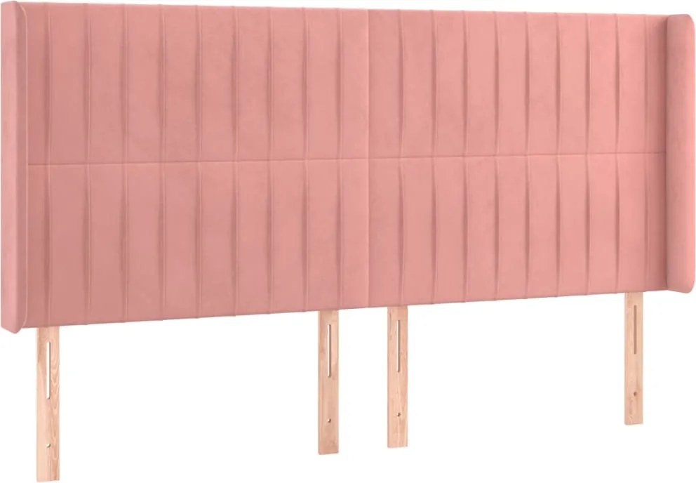 vidaXL Tăblie de pat cu aripioare, roz, 163x16x118/128 cm, catifea