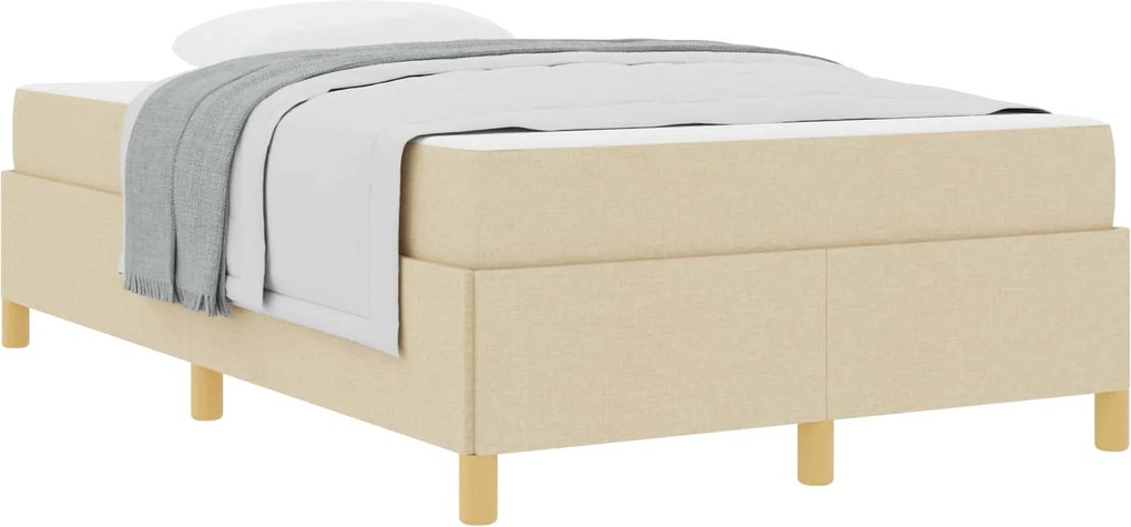 vidaXL Cadru de pat cu saltea Crem 120 x 190 cm țesătură