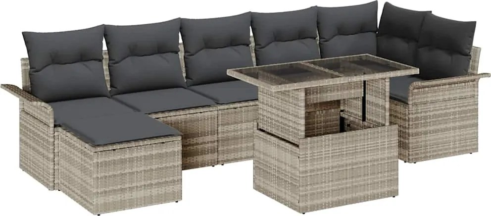 vidaXL Set de canapele pentru grădină 8 pcs Gri deschis Rattan poli