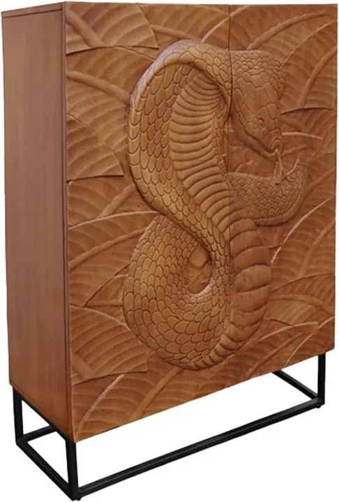 Comoda cu aplicatie exotica pe fronturi SNAKE 120cm natur