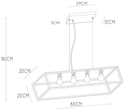Lustră pe cablu FABIAN 4xE27/40W/230V Lucide 00425/04/30