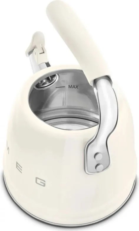 Ceainic cu fluier Smeg WKF01CR, 2,3 l, Inductie, Maner rece, Otel, Crem