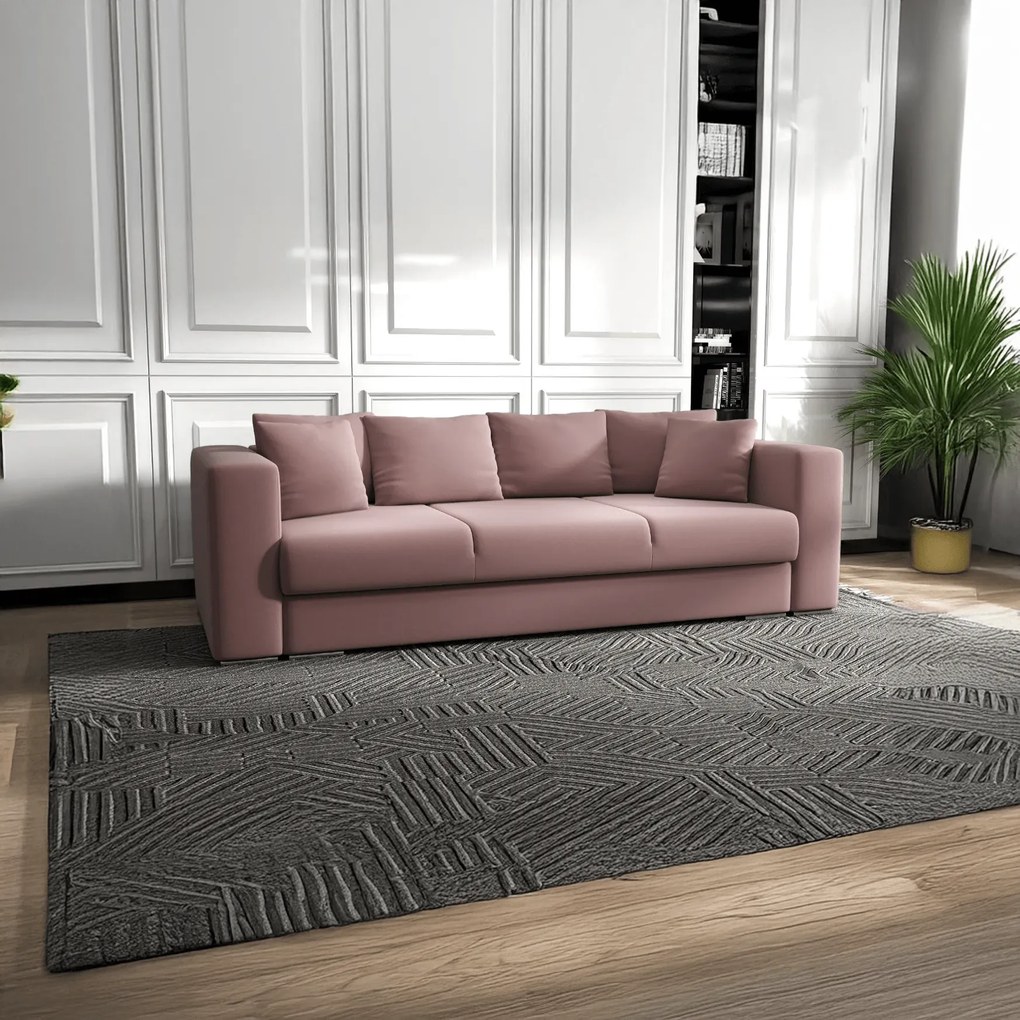 Canapea extensibilă dumonde cu ladă de depozitare si sezut confortabil din spuma high-density, Gloria Royal Roz 240x100 cm