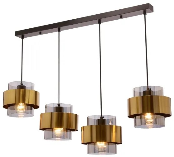 Lustră pe cablu SPIEGA 4xE27/60W/230V auriu/negru