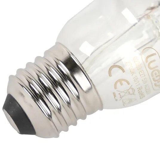 Set de 5 becuri LED cu filament reglabile E27 G95 negru 550lm 2700K