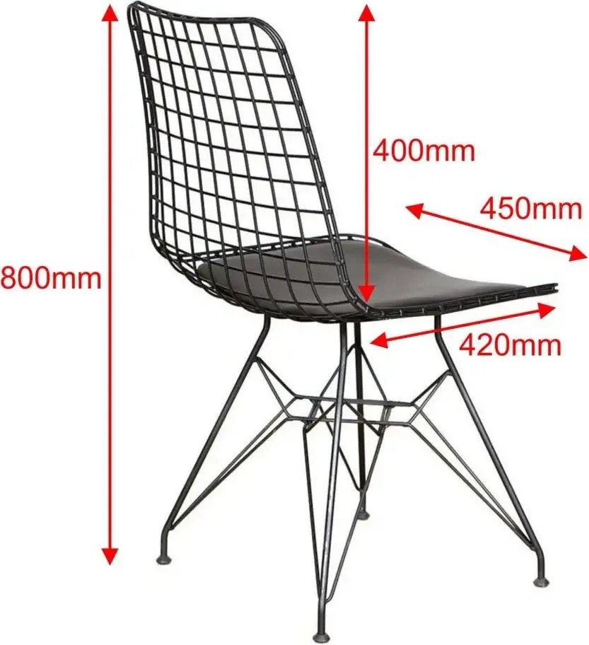 Set masa cu 4 scaune metal, Dream Homs, nuc/negru 70 x 110 cm