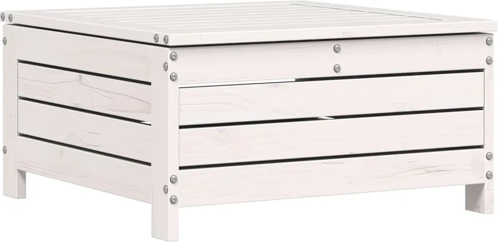 vidaXL Taburet de grădină, alb, 62x63,5x32 cm, lemn masiv pin