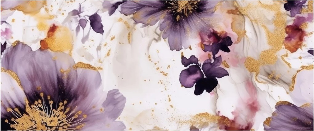 Tablou - Acuarelă flori (120x50 cm)