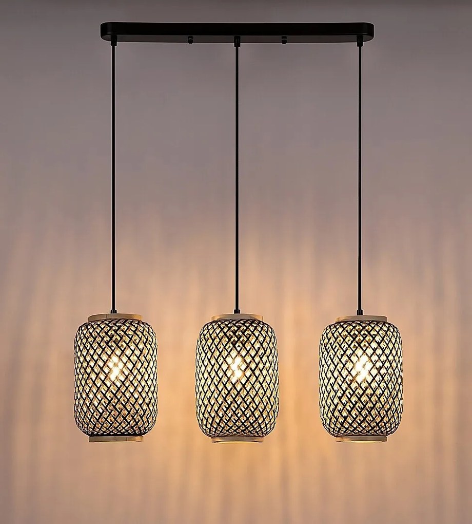 Lustra suspendata design industrial Adalla rattan