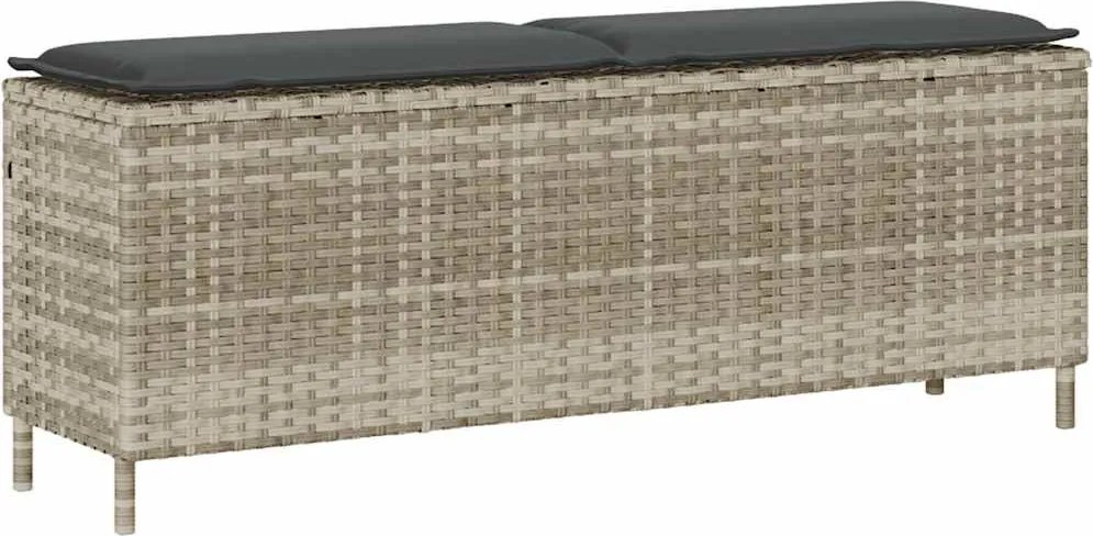 vidaXL Bancă de grădină cu pernă gri deschis 110x30x40,5 cm Poly Ratan
