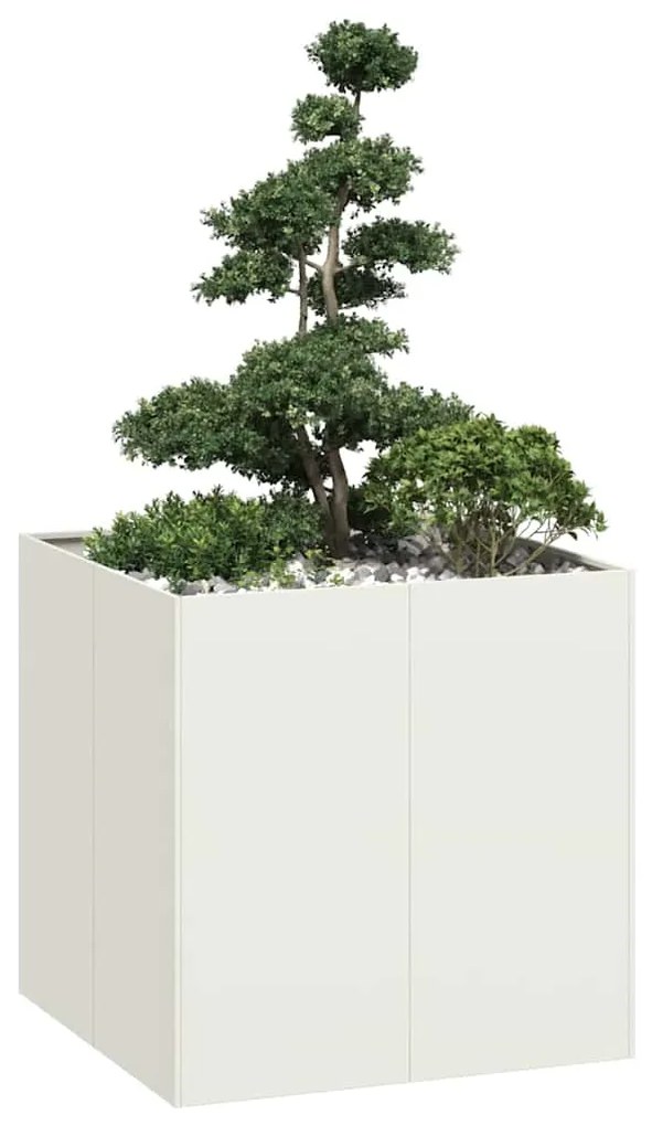 vidaXL Jardinieră alb 80x80x80 cm oțel