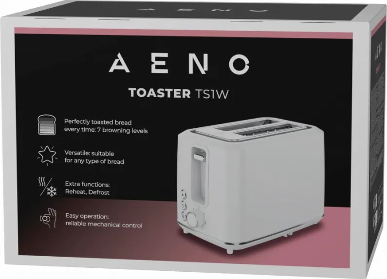Electric Toaster, white, 220-240V, 50-60Hz, 920-1080W, 2 slots, 3 modes, 7 browning levels