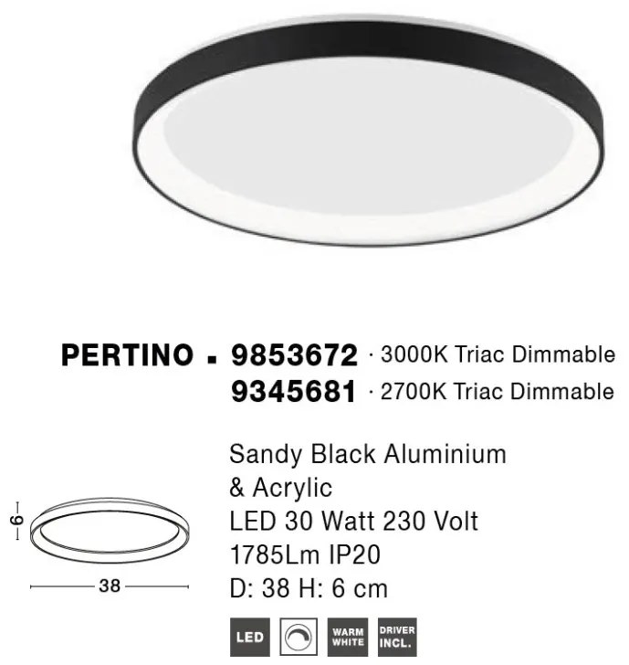 Plafoniera LED dimabila design circular PERTINO D-38cm
