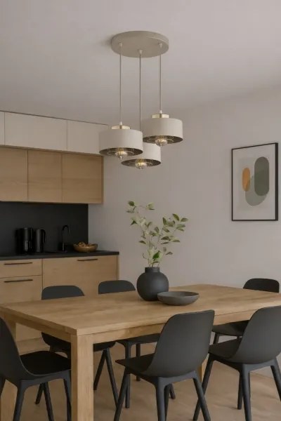 BRILAGI - Lustră suspendată pe cablu SPRING 3xE27/60W/230V bej/auriu