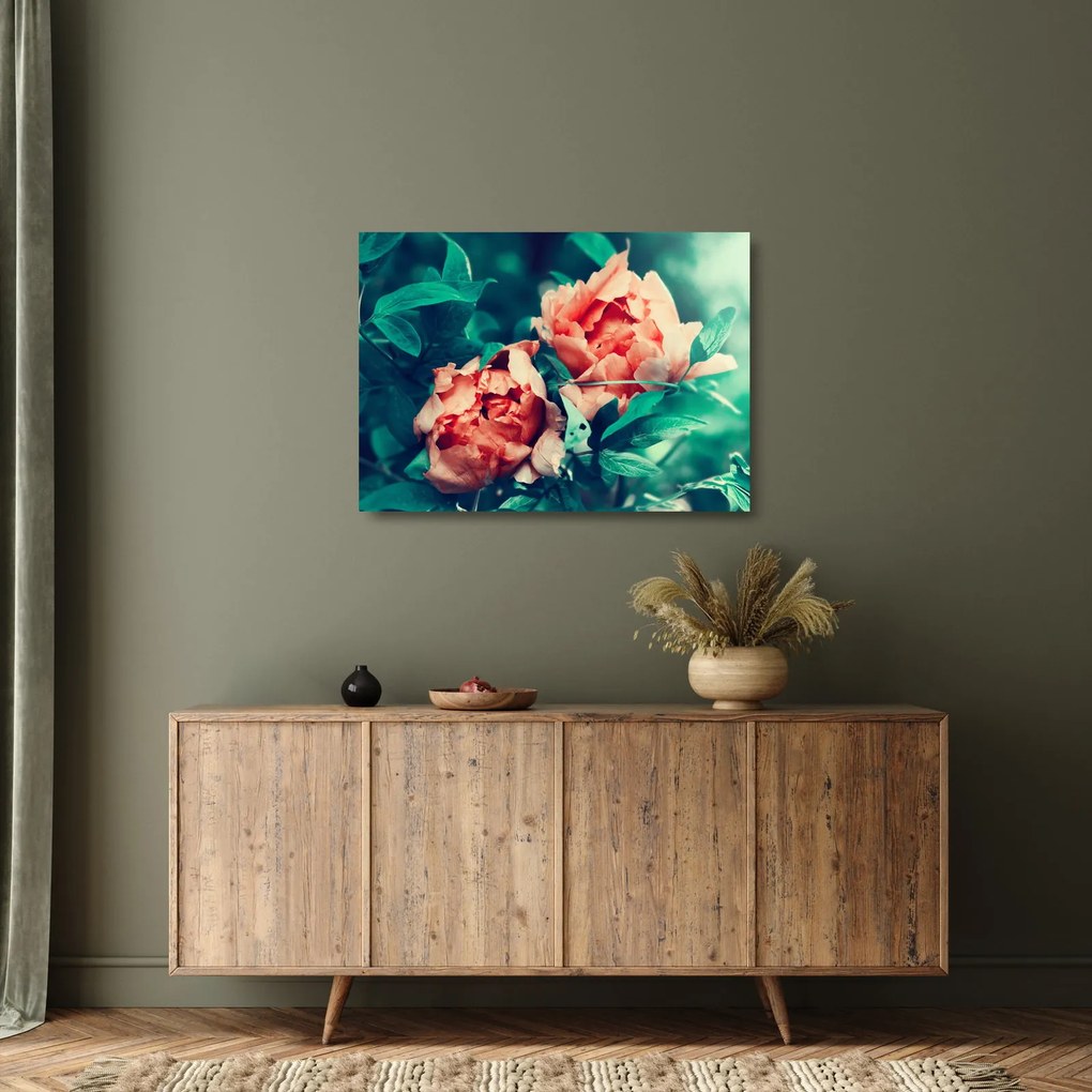 Tablou pe sticlă - Flori de primăvară (70x50 cm)